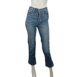 The GREAT. The Straight A Denim Jeans Ankle Crop in Blue Size 24
